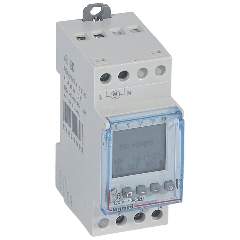 Legrand  Haftalık Dijital zaman saati 1çıkışlı 16A 120V AC  2modül 50/60Hz LEG-412632