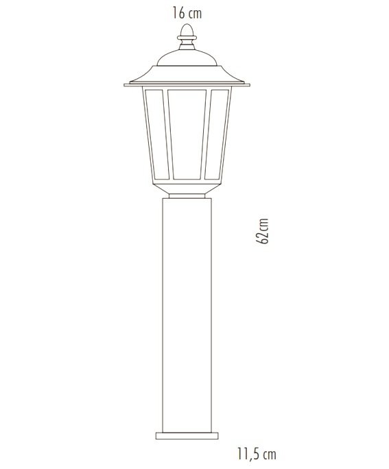 Cata CT-7112 E27 60cm Siyah Parma Set Üstü Bahçe Armatürü