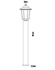 Cata CT-7113 E27 90cm Siyah Parma Set Üstü Bahçe Armatürü
