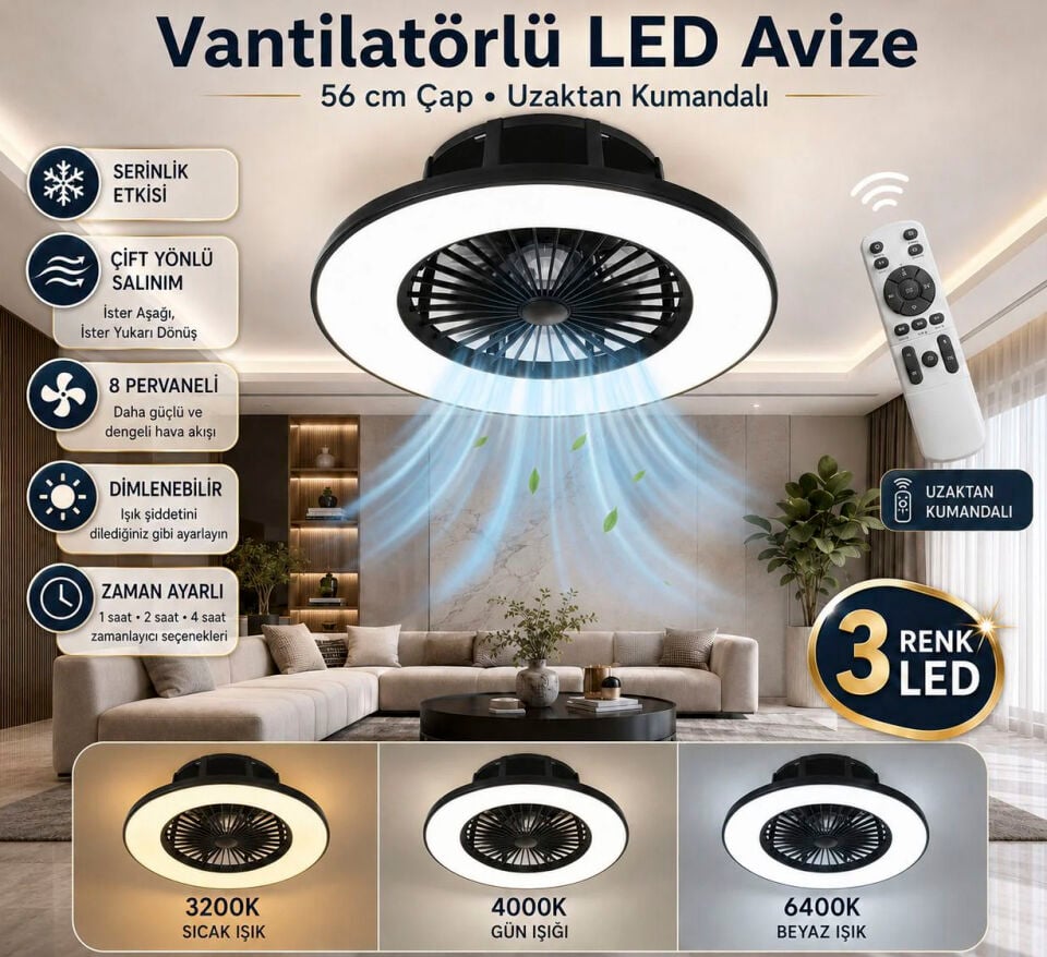 Cata Ct-3011 Yildiz Led Tavan Vantilatör