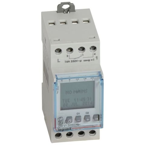 Legrand  Haftalık Dijital zaman saati 2çıkışlı 16A 230V  2modül 50/60Hz LEG-412641