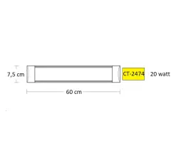 Cata 20W Yatay Led Bant Armatür CT-2474 Beyaz Işık