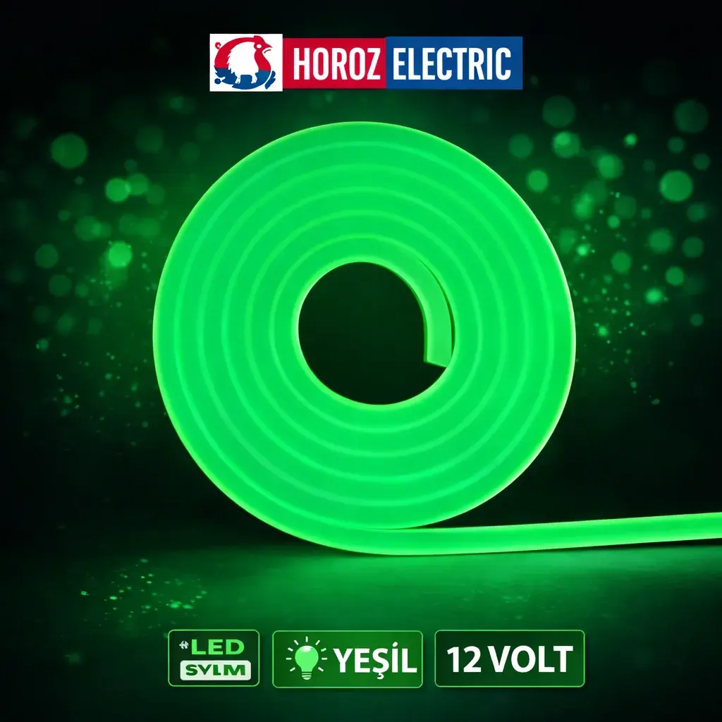 Horoz 081-010-0033  12 Volt  Yesil Slim Neon Led