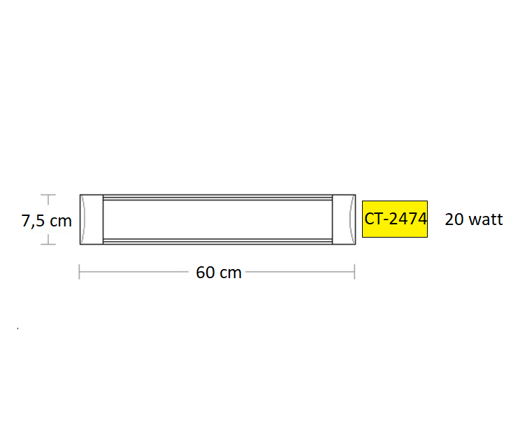 Cata 20W Yatay Led Bant Armatür CT-2474 Beyaz Işık