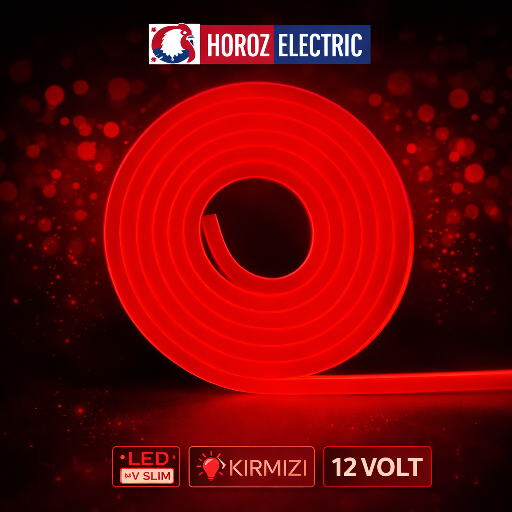 Horoz 081-010-0033  12 Volt  Kirmizi Slim Neon Led