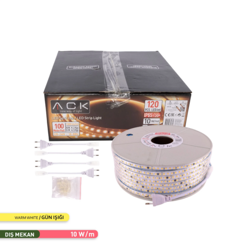 ACK 3535 120 Led/Metre 3000K 220V  Şerit Led Ip65 10Mmx5Mm AS01-01500