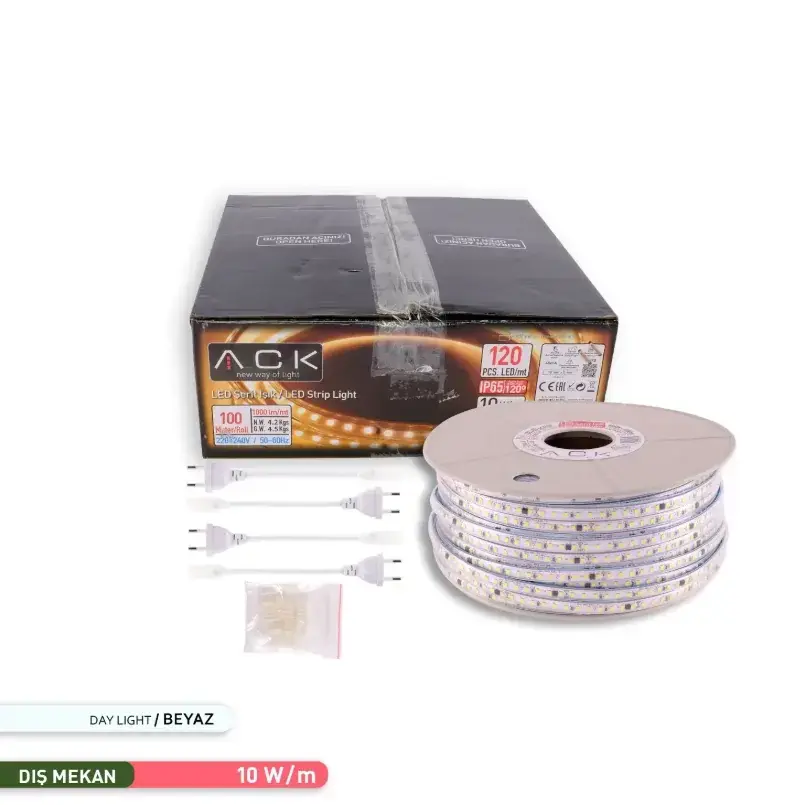 ACK 3535 120 Led/Metre 6500K 220V Şerit Led Ip65 10Mmx5Mm AS01-01503