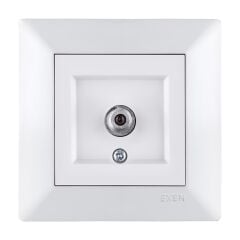 Exen Odak Beyaz Uydu Prizi Ekranli (F Konnektör) Komple Takim