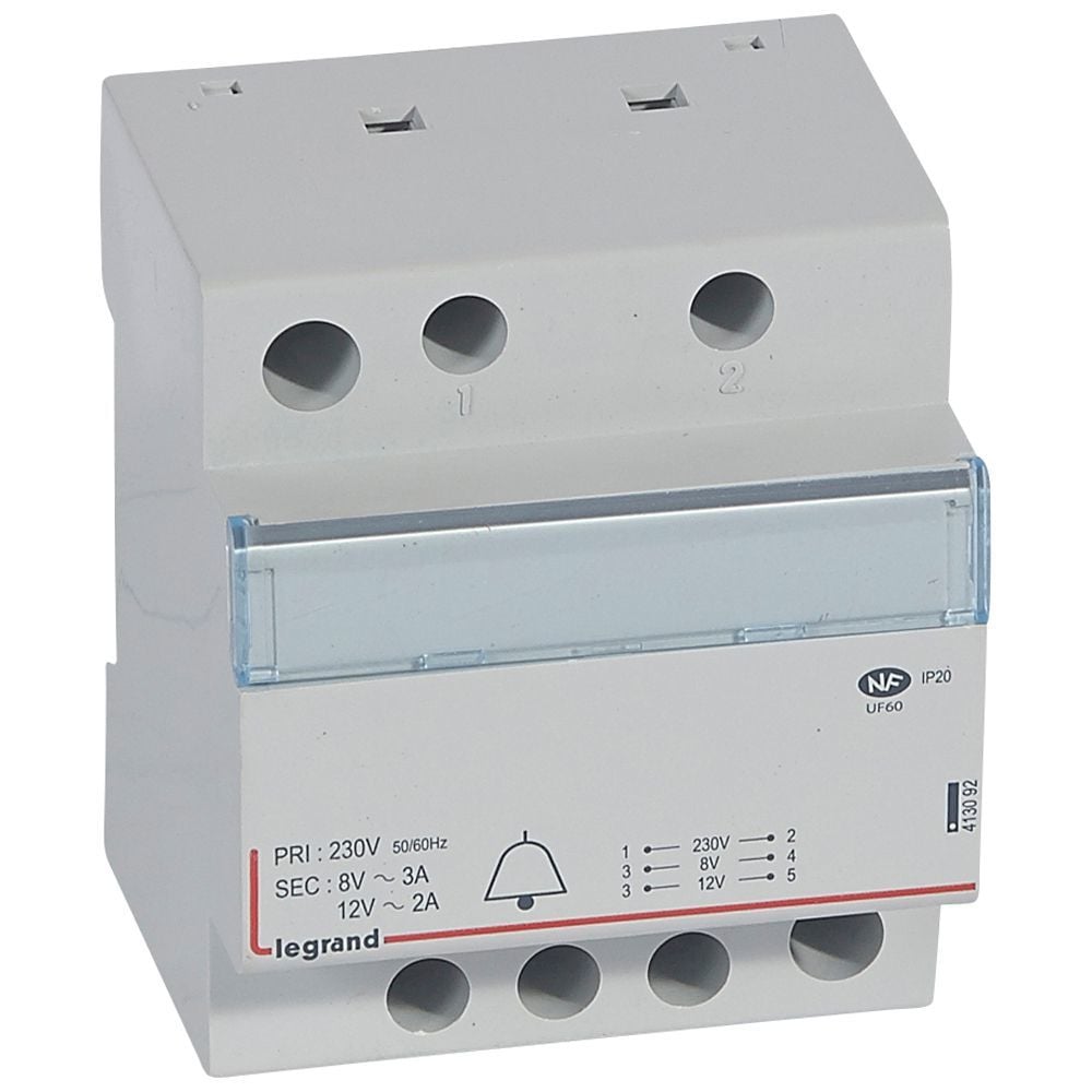 Legrand  Raya montaj Etiketli zil trafosu 230/12V-8V AC 2modül Güç 24VA LEG-413092