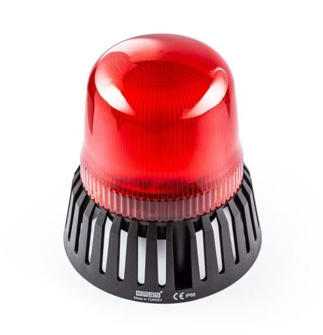 Emas Tepe Lambası Çok Fonk.Ø120 Kırmızı 24 Ac/Dc Buzzer - IT120R024Z