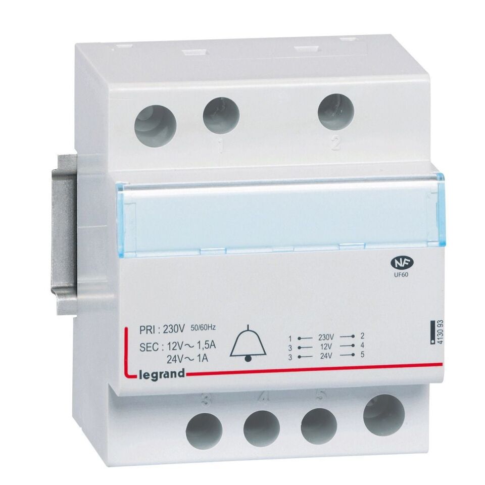 Legrand  Raya montaj Etiketli zil trafosu 230/24V-12V AC 2modül Güç 24-18VA LEG-413093
