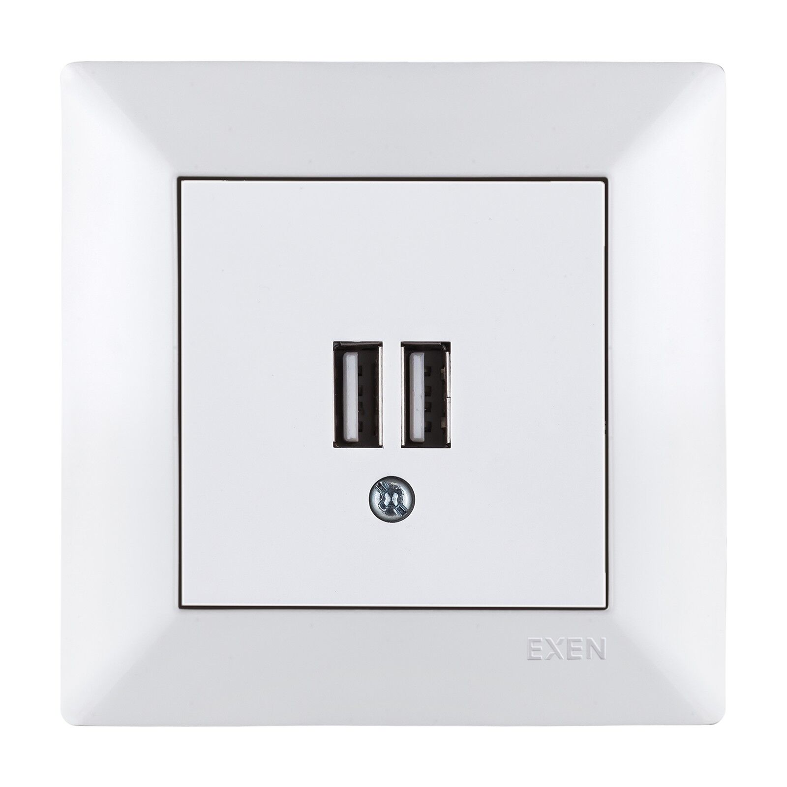 Exen Odak Beyaz 2X Usb Sarj Prizi Komple Takim