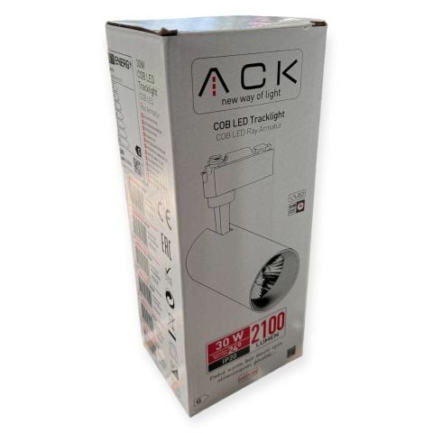 ACK AD30-01130 6500K Beyaz 30W Beyaz Kasa Led Ray Spot