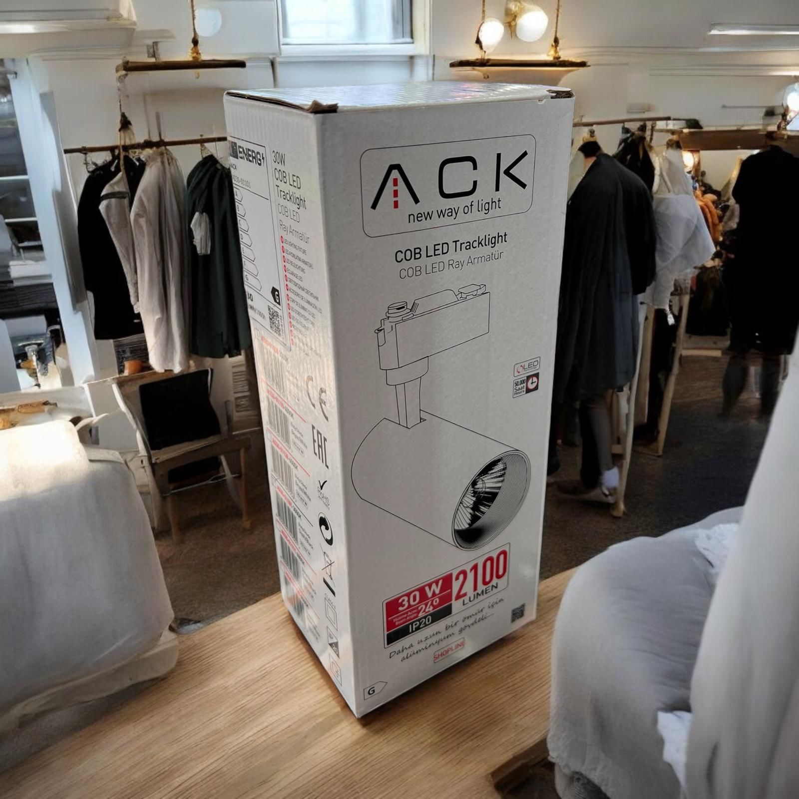 ACK AD30-01130 6500K Beyaz 30W Beyaz Kasa Led Ray Spot
