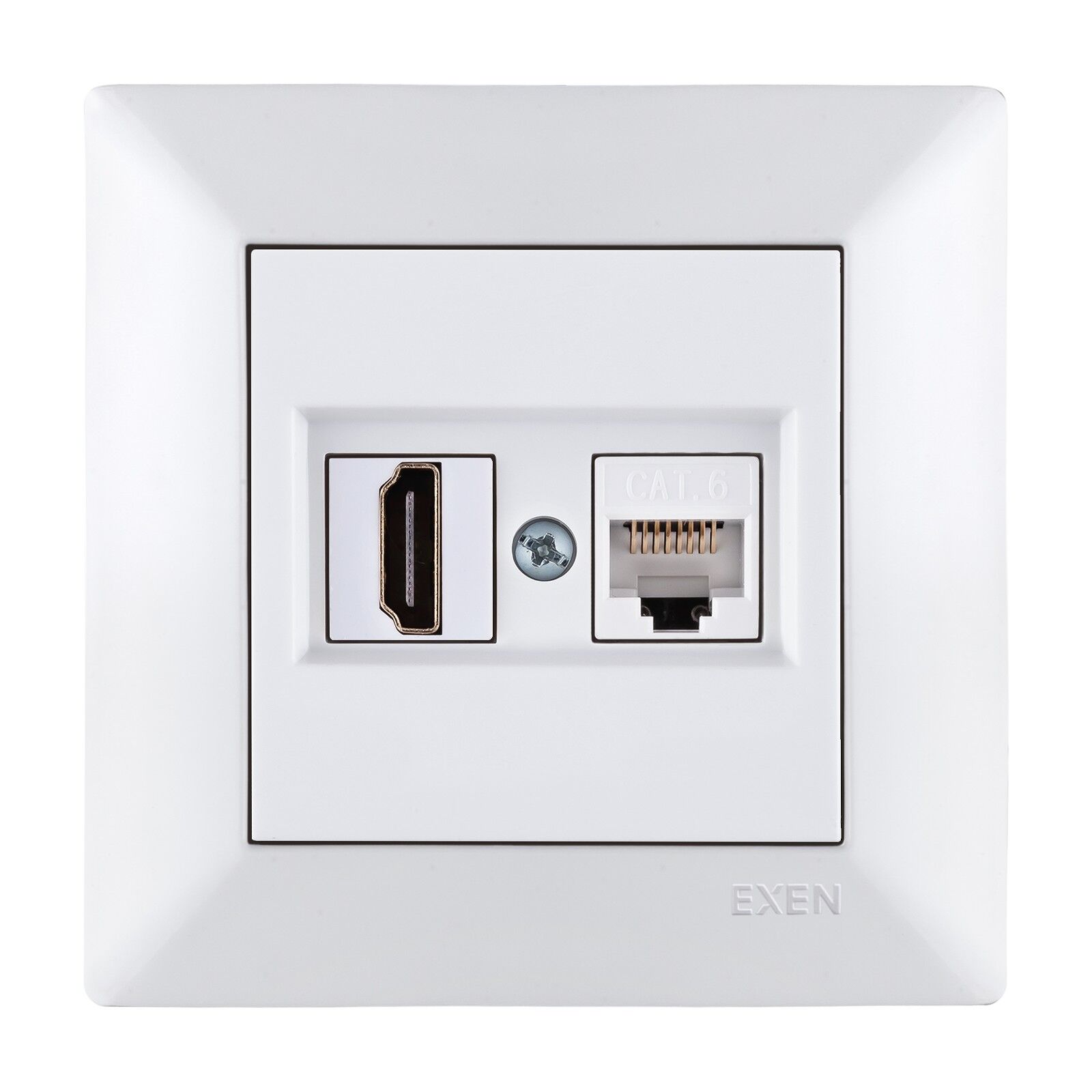 Exen Odak Beyaz Hdmi+Data Priz Jakli Komple Takim