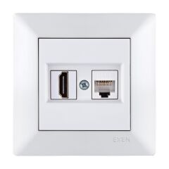 Exen Odak Beyaz Hdmi+Data Priz Jakli Komple Takim