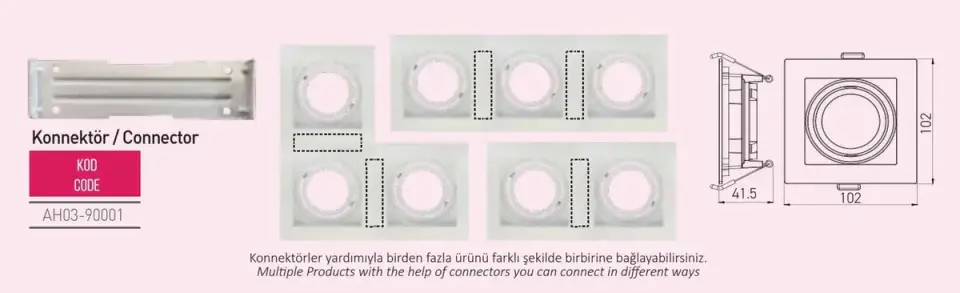 Ack Pc Beyaz Spot Armatür Kare