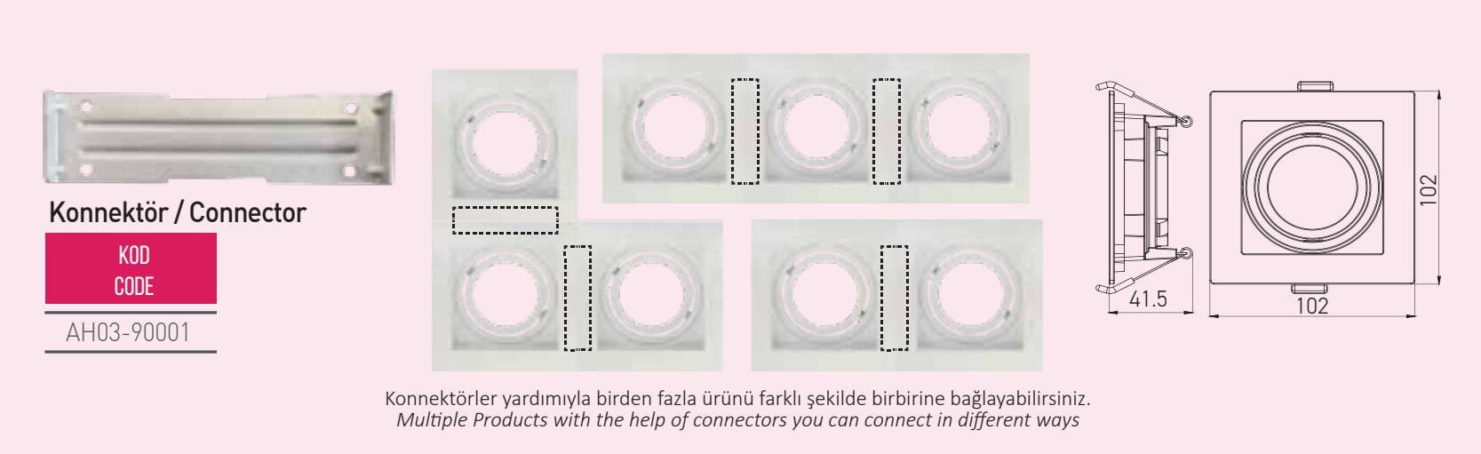 Ack Pc Beyaz Spot Armatür Kare