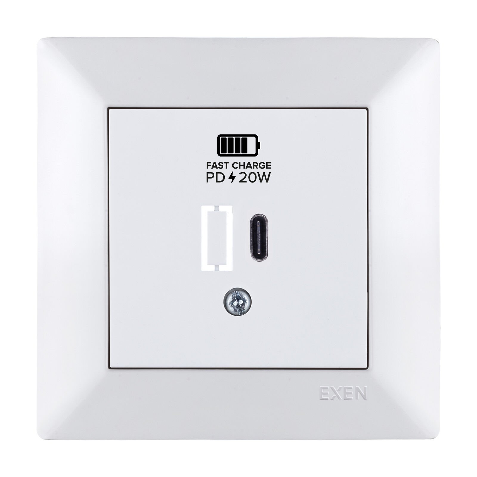 Exen Odak Beyaz Usb Sarj Prizi Type-C  Komple Takim