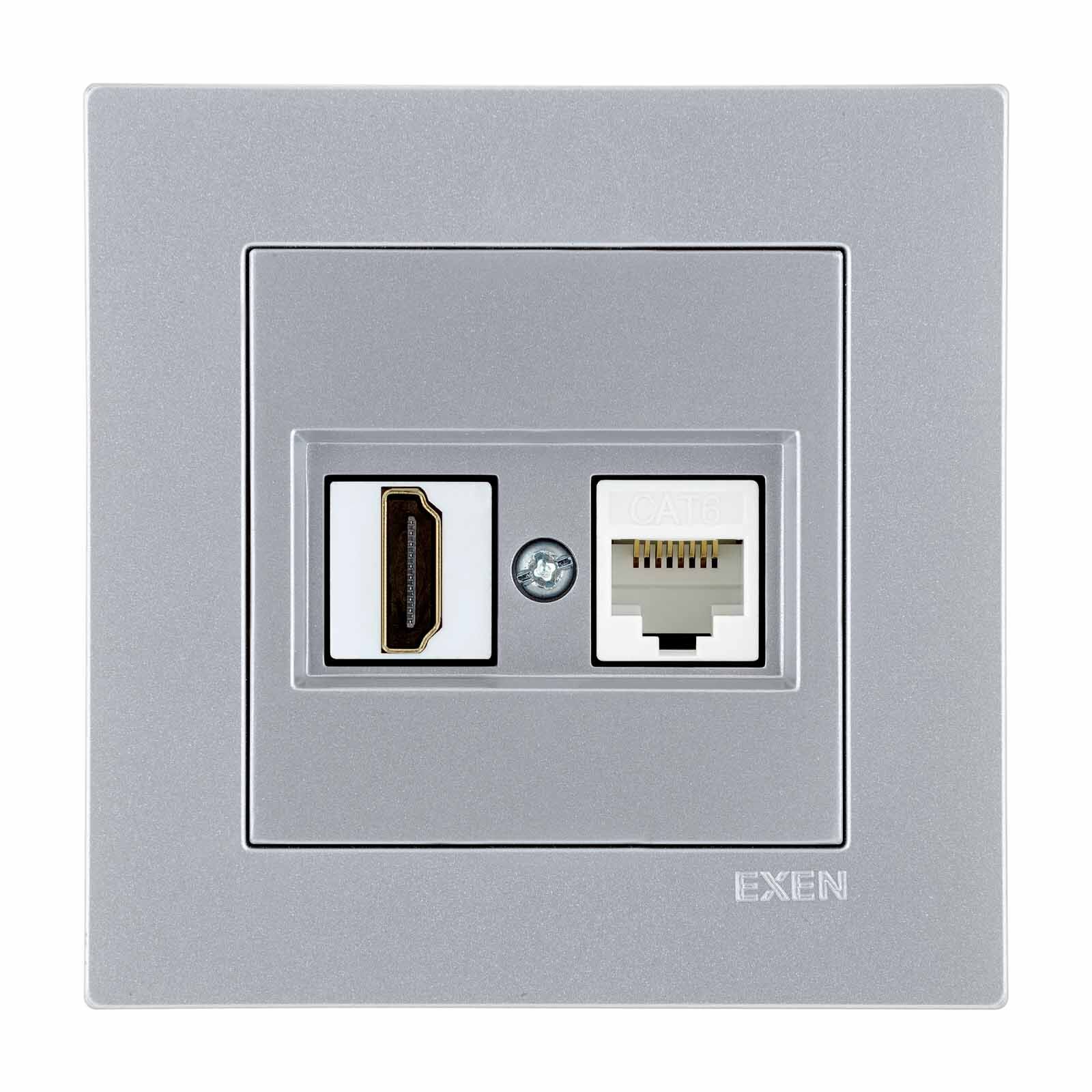 Exen Karell Gümüs Hdmi+Data Priz Jakli Komple Takim