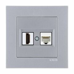 Exen Karell Gümüs Hdmi+Data Priz Jakli Komple Takim