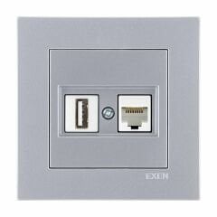 Exen Karell Gümüs Data+Usb Prizi Jakli (Sarj Edemez) Komple Takim