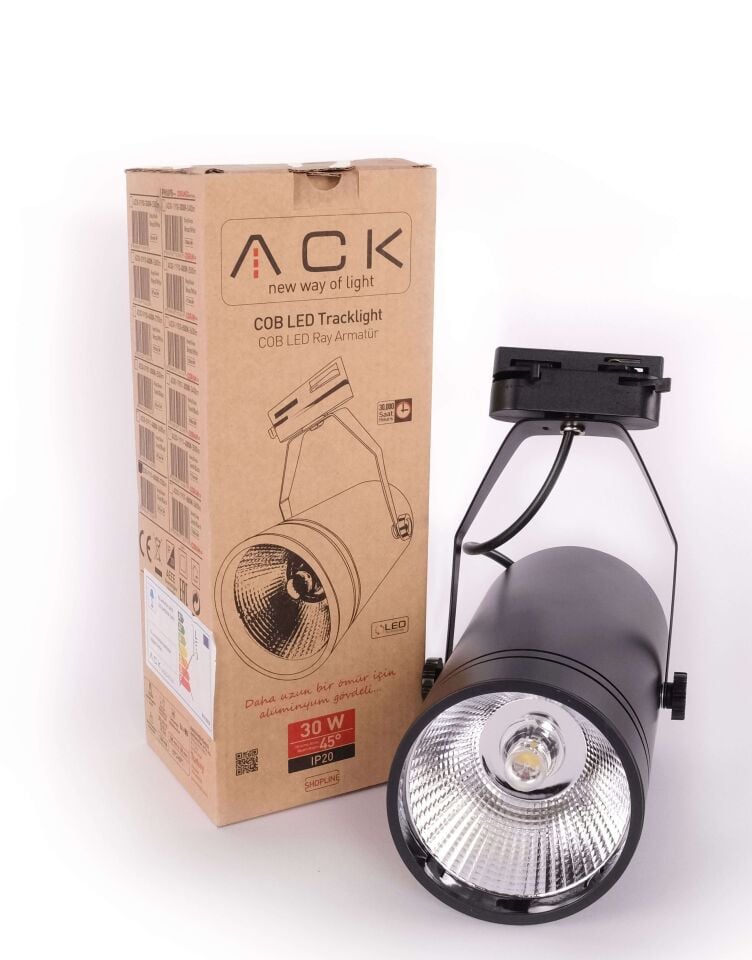 ACK 30W Sıyah 6500K Cob Led Monofaze Ray Armatürü AD30-01931