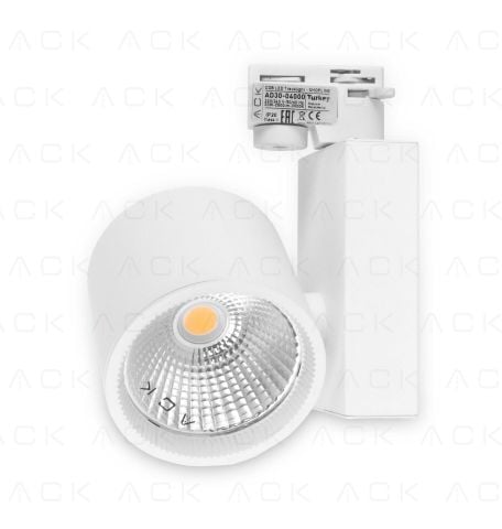 ACK 30W Beyaz 3000K Cob Led Monofaze Ray Armatürü AD30-04000