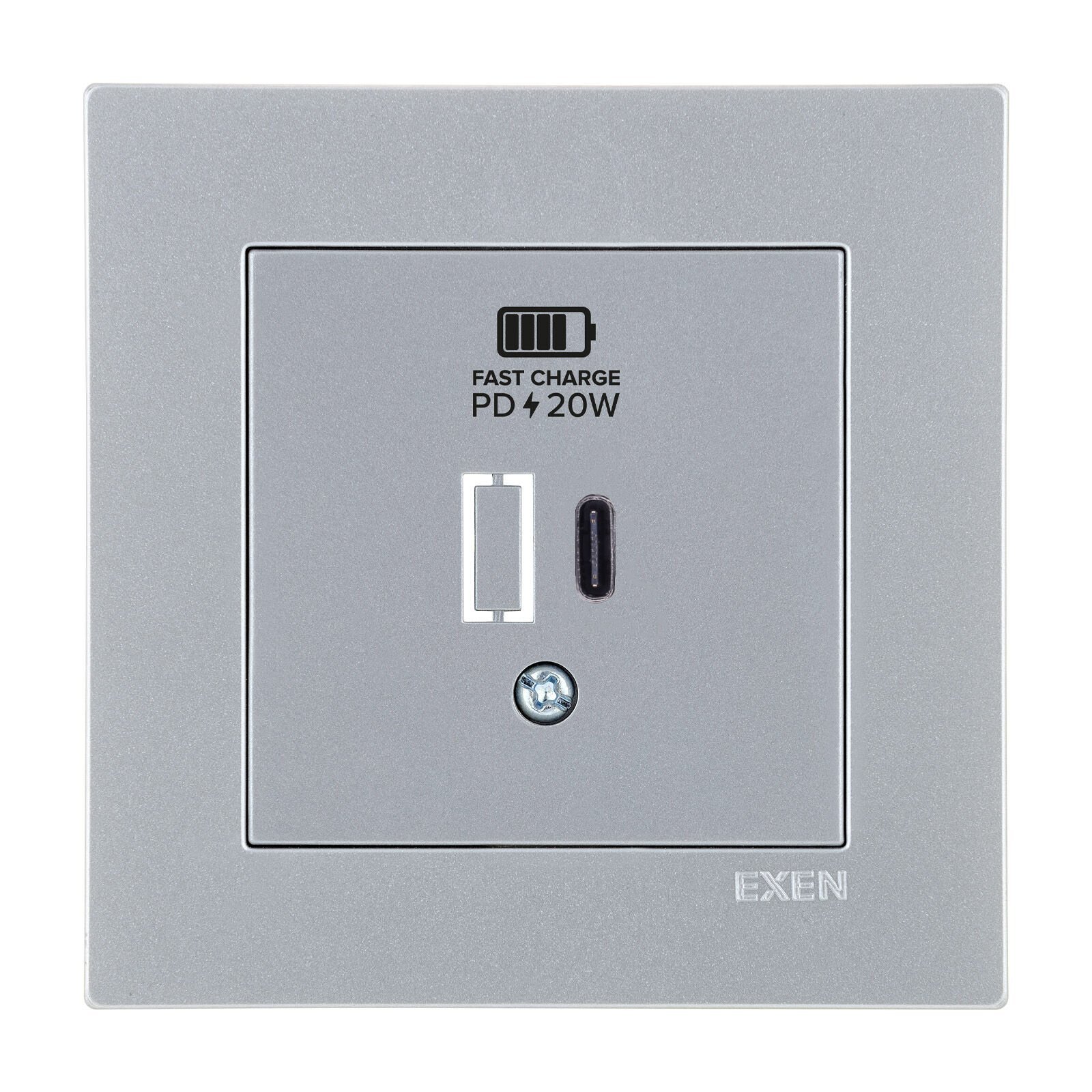 Exen Karell Gümüs Usb Sarj Prizi Type-C  Komple Takim