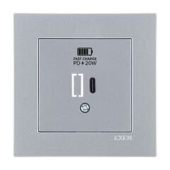 Exen Karell Gümüs Usb Sarj Prizi Type-C  Komple Takim