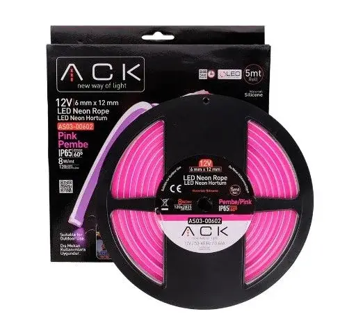 ACK 12V Neon Hortum Pembe 5Mt/Makara 2835 AS03-00602