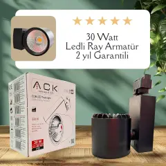 ACK 30W Sıyah 3000K Cob Led Monofaze Ray Armatürü AD30-04001