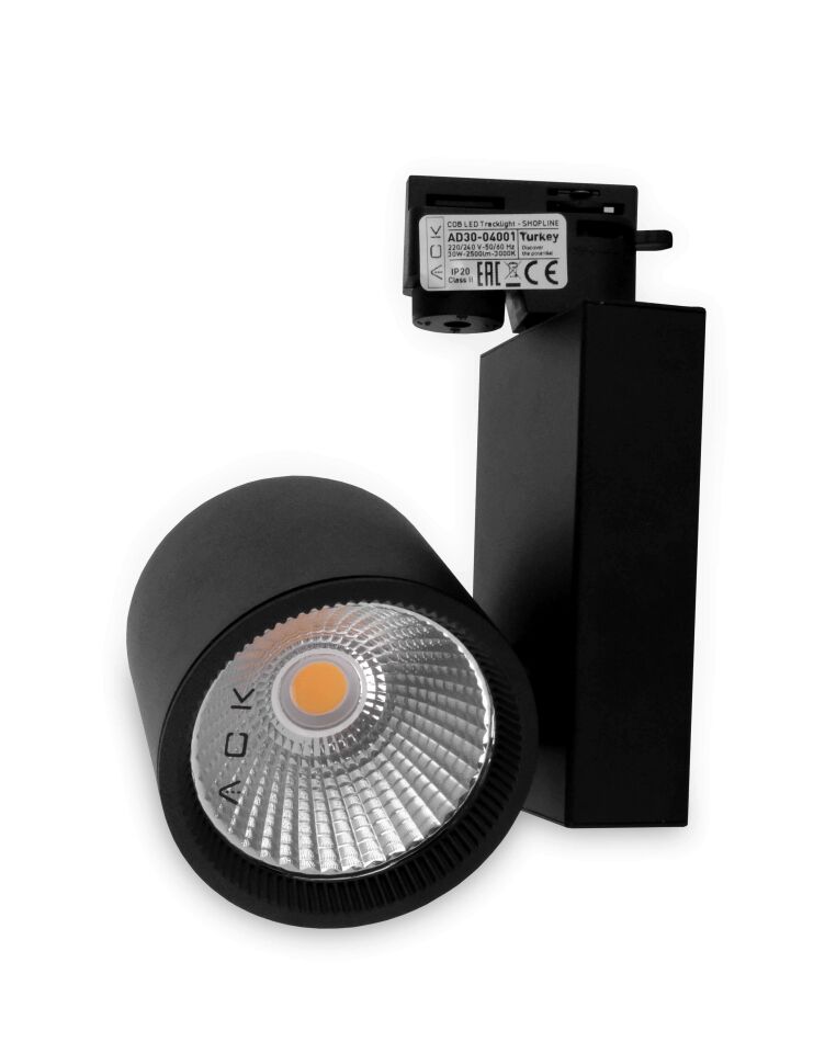 ACK 30W Sıyah 3000K Cob Led Monofaze Ray Armatürü AD30-04001