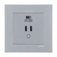 Exen Karell Gümüs 2X Usb Sarj Prizi Type-C Komple Takim