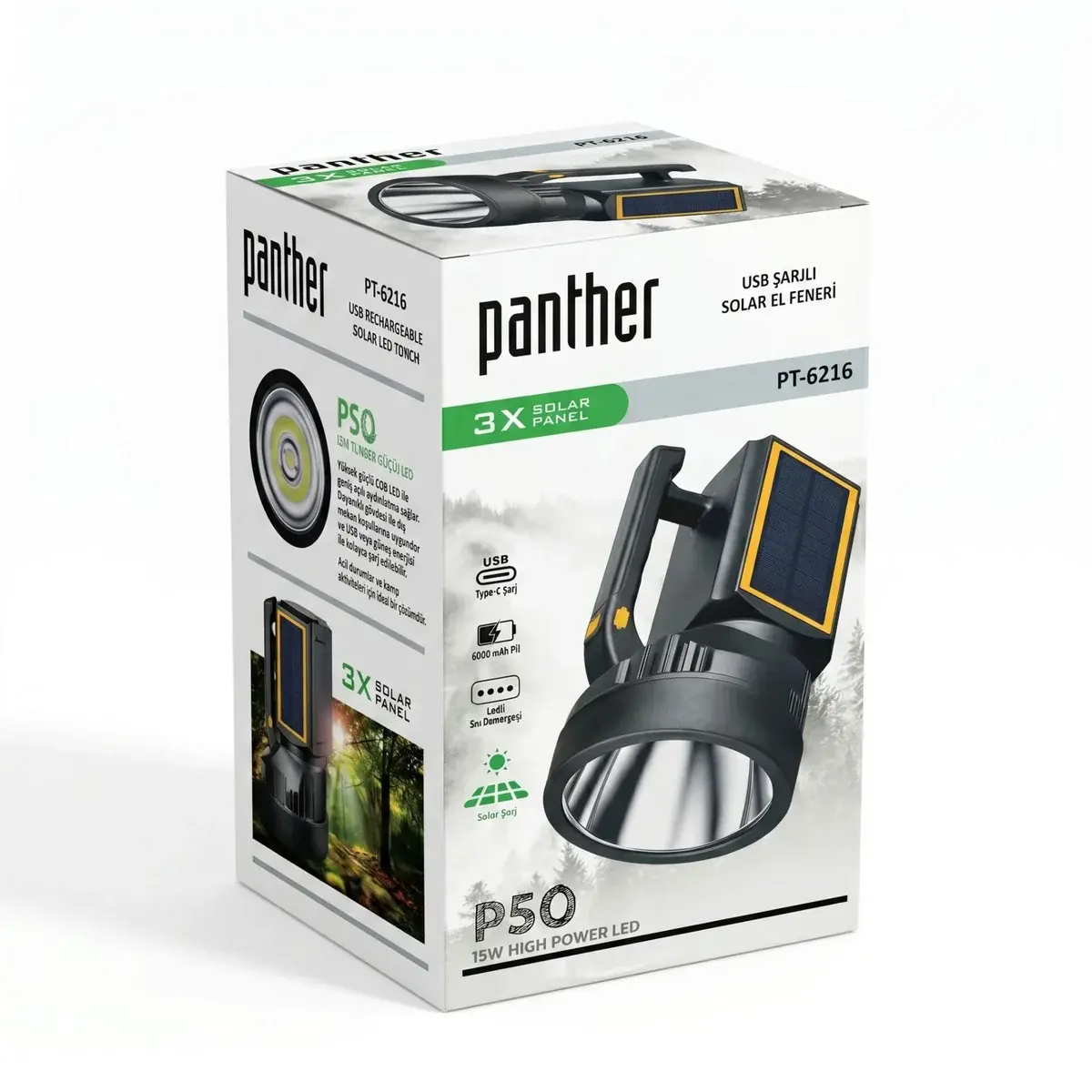Panther Pt-6216 Usb Sarjli Solar El Feneri
