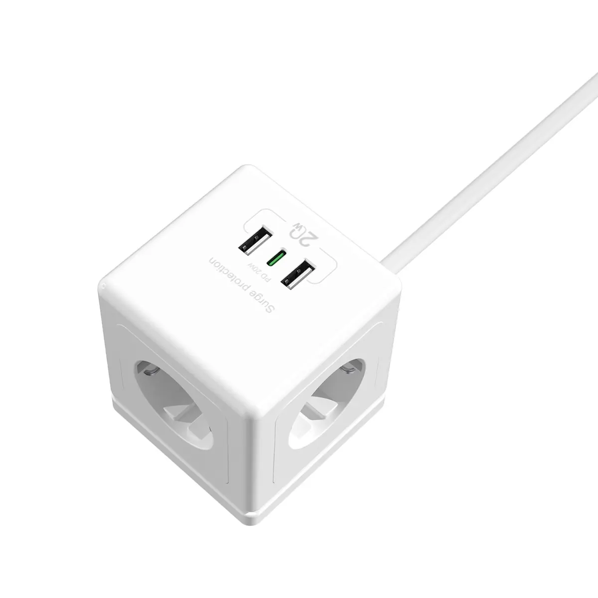 S-link PRZ04 4 Soketli 2 USB 1 Type-C PD20 2M 306 Joule Tam Bakir Küp Beyaz Akim Korumali Priz PRZ04 S-link PRZ04 4 Soketli 2 USB 1 Type-C PD20 2M 306 Joule Tam Bakir Küp Beyaz Akim Korumali Priz (PRZ04) - Görsel 1