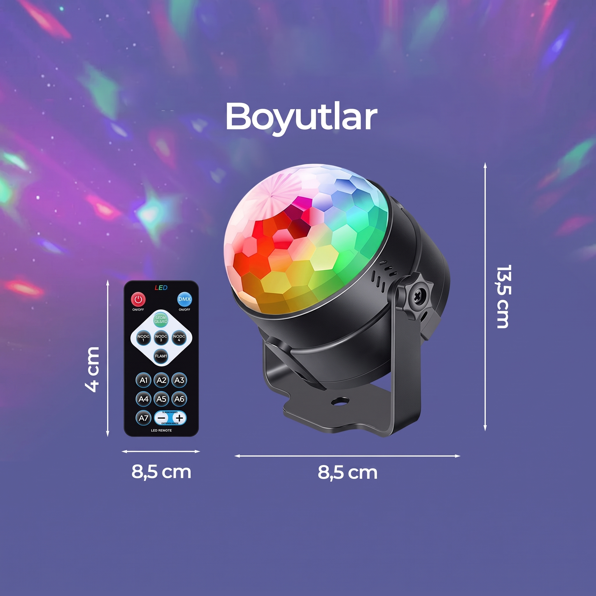 Dempower Dp-256 Oynar Başlikli Kumandali Rgb Disko Topu Ayd-Dp-256 Dempower Dp-256 Oynar Başlikli Kumandali Rgb Disko Topu (Ayd-Dp-256) - Görsel 4