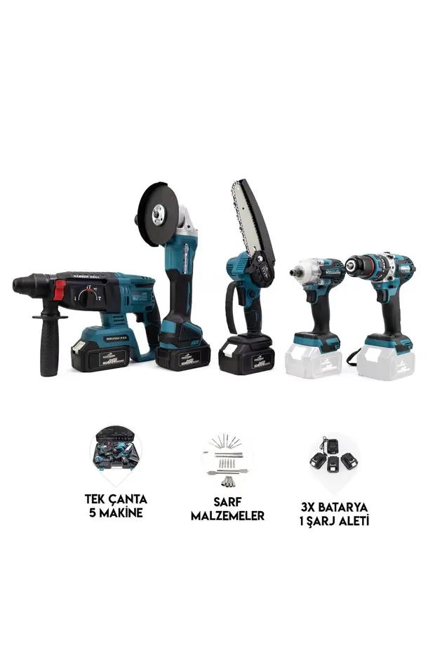 CHELİKBEİ MK350 5'li Şarjlı Profesyonel Set (Budama Testeresi + Matkap + Somun Sıkma + Spiral + Hilti) CB0058 CHELİKBEİ MK350 5'li Şarjlı Profesyonel Set (Budama Testeresi + Matkap + Somun Sıkma + Spiral + Hilti) (CB0058) - Görsel 2