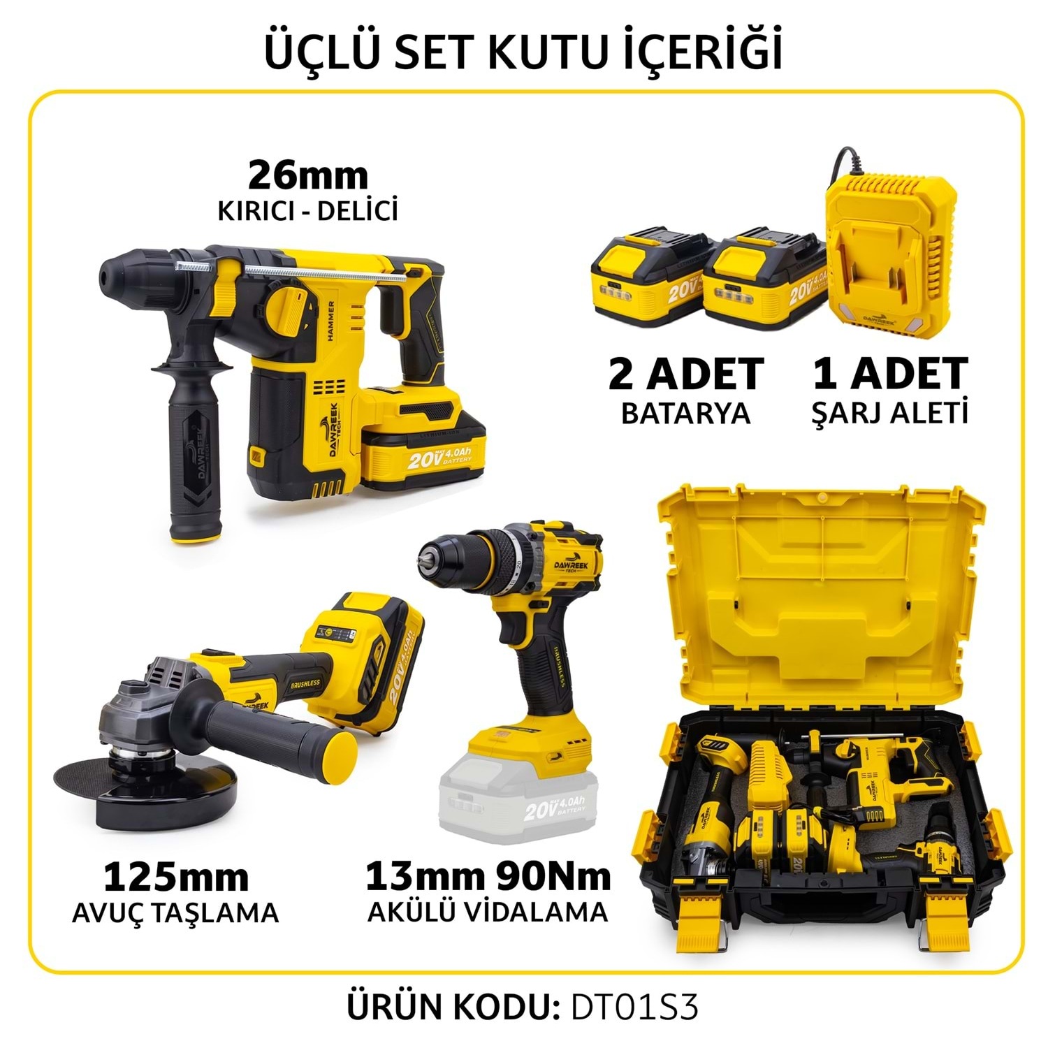 Dawreek Akülü 3'lü Set DT01S3 Dawreek-DT01S3 Dawreek Akülü 3'lü Set DT01S3 (Dawreek-DT01S3) - Görsel 6
