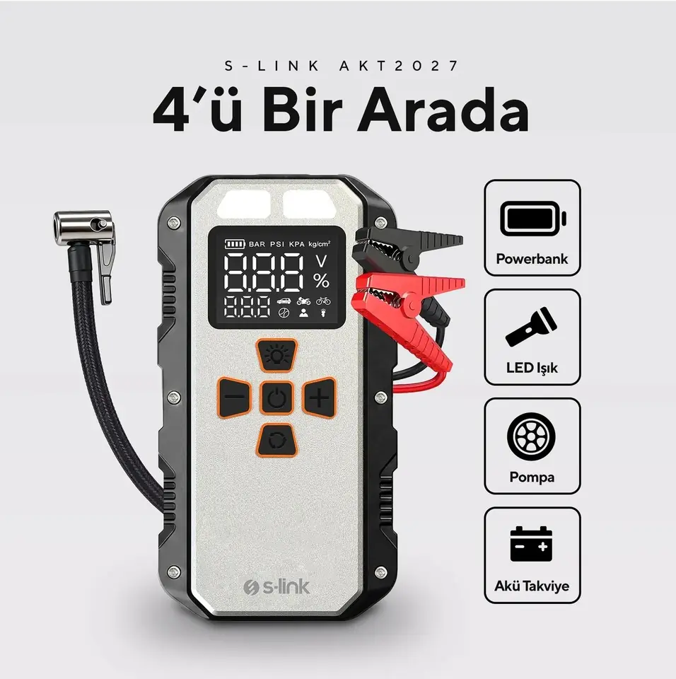 S-Link Akt 2027 Powerbank + Led Isik Koyu Gri (S-LINK-AKT-2027) - Görsel 2