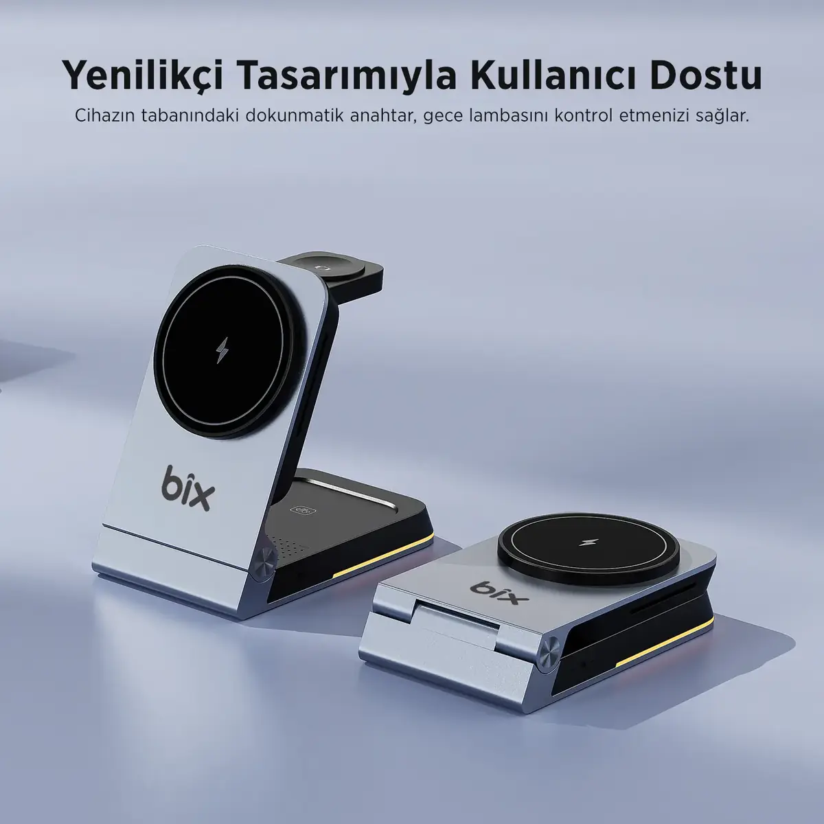 Bix BXMW5 3’ü 1 Arada 15W Akıllı Telefon TWS Kulaklık ve Akıllı Saat için Katlanabilir Manyetik Kablosuz Şarj Cihazı BXMWS Bix BXMW5 3’ü 1 Arada 15W Akıllı Telefon TWS Kulaklık ve Akıllı Saat için Katlanabilir Manyetik Kablosuz Şarj Cihazı (BXMWS) - Görsel 2