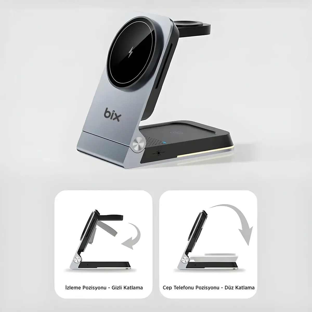 Bix BXMW5 3’ü 1 Arada 15W Akıllı Telefon TWS Kulaklık ve Akıllı Saat için Katlanabilir Manyetik Kablosuz Şarj Cihazı BXMWS Bix BXMW5 3’ü 1 Arada 15W Akıllı Telefon TWS Kulaklık ve Akıllı Saat için Katlanabilir Manyetik Kablosuz Şarj Cihazı (BXMWS) - Görsel 7