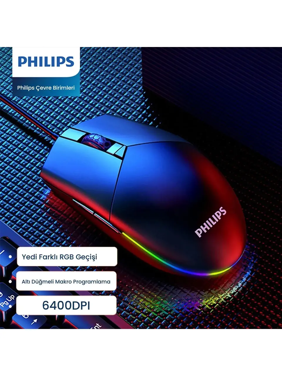 Philips Wired Gaming Mouse Spk9304 SPK9304 Philips Wired Gaming Mouse Spk9304 (SPK9304) - Görsel 3
