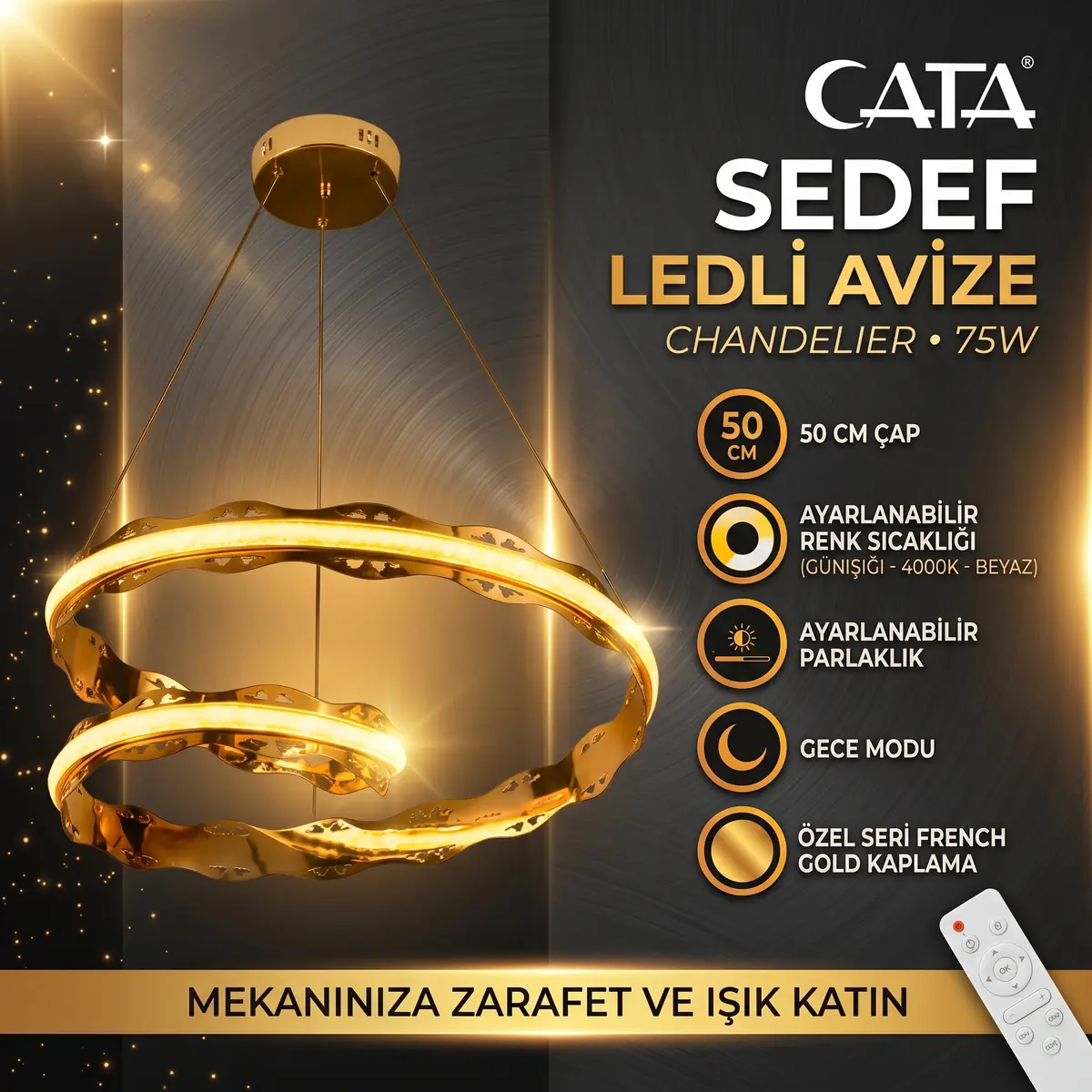 CATA CT-8633 Sedef Ledli Avize CT-8633 CATA CT-8633 Sedef Ledli Avize (CT-8633) - Görsel 1